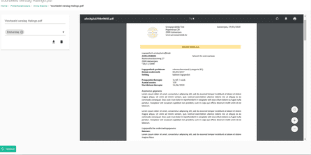 A report inside the patient file.