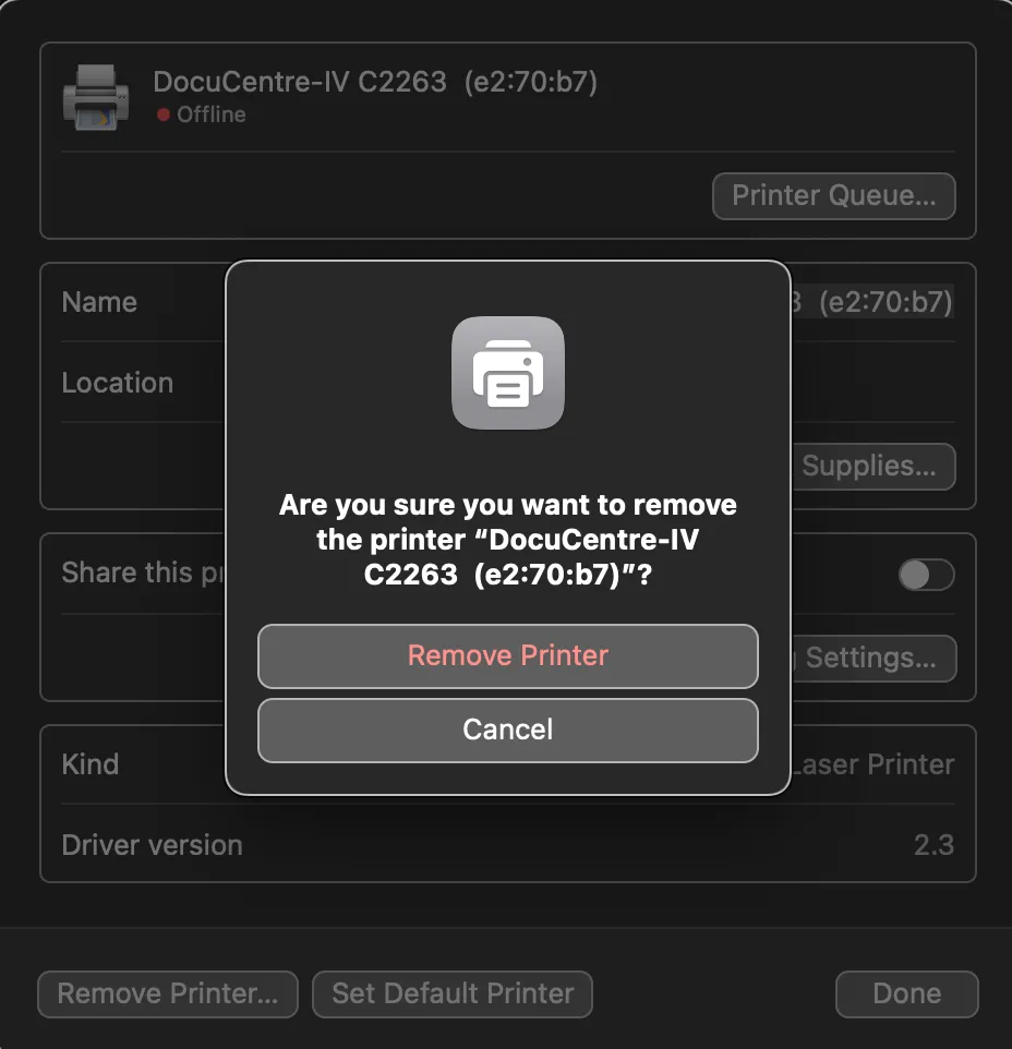 Schermafbeelding: Staat de printer al geïnstalleerd, verwijder hem dan eerst. Klik op de pijl opzij en daarna op de…
