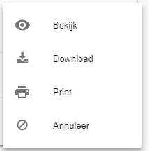 Schermafbeelding: Klik in het menu op Print.