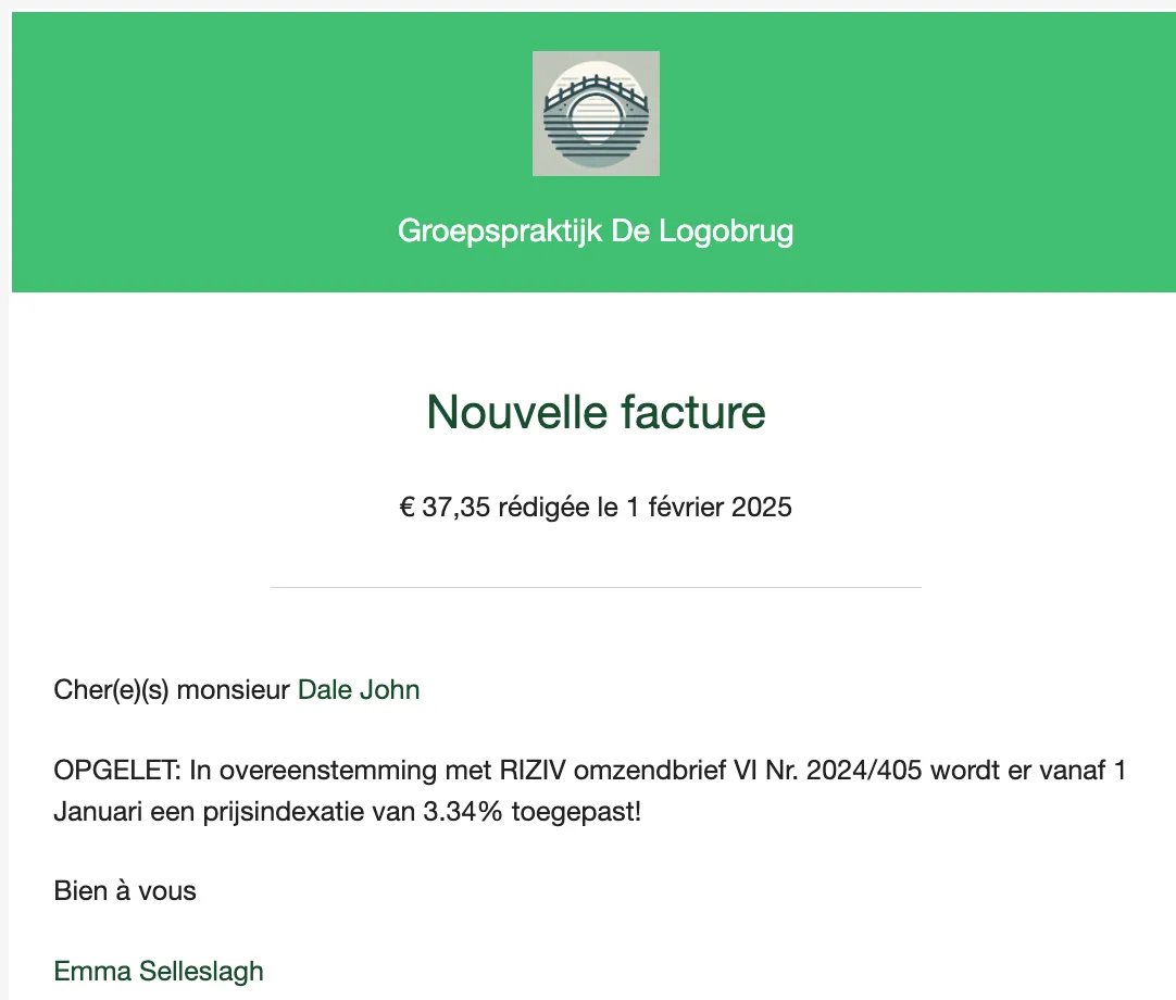 Capture d’écran : Dans l’e-mail :