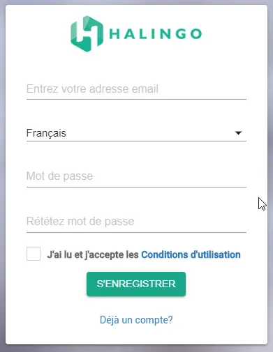 Capture d’écran : Entrez votre adresse e-mail et un mot de passe.