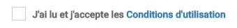 Capture d’écran : Lisez les conditions d’utilisation et cochez la case pour les approuver.