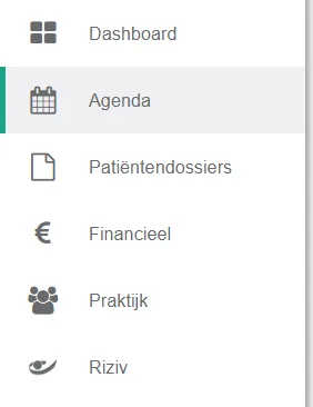 Capture d’écran : Cliquez sur agenda dans la barre de menu de gauche.