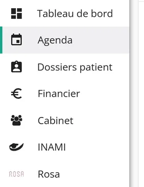 Capture d’écran : Cliquez sur agenda dans la barre de menu de gauche.