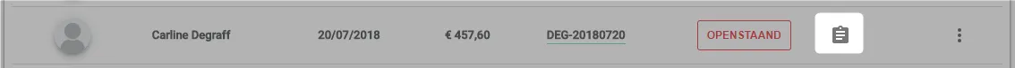 Screenshot: Click the or icon next to the invoice to view the certificate.