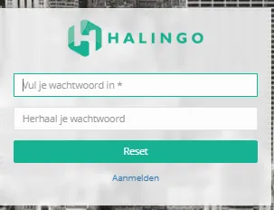 Screenshot: Enter your nieuw wachtwoord (new password) and click the reset button.