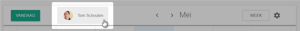 Screenshot: Click the name shown above the calendar you are looking at.