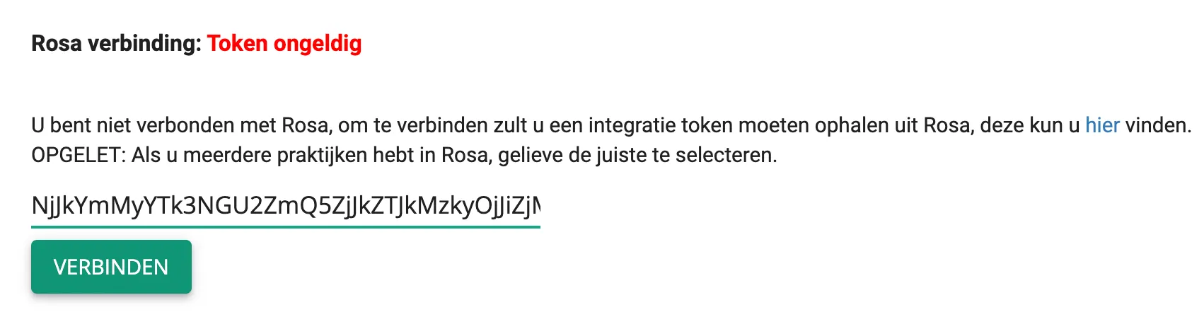Bildschirmfoto: Fügen Sie das Rosa-Token in Halingo ein und klicken Sie auf verbinden.