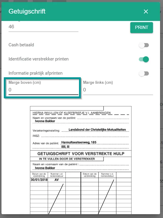 Bildschirmfoto: Zum Beispiel: 2 verschiebt alles 2 cm nach unten. -2 verschiebt alles 2 cm nach oben.