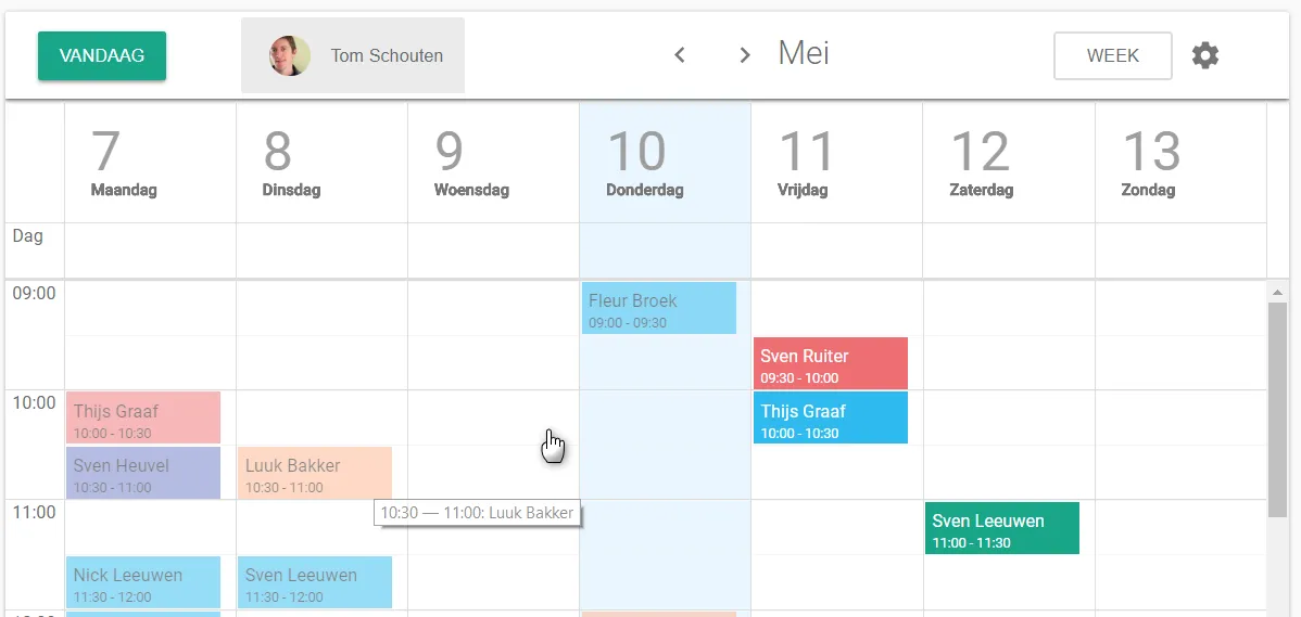 Bildschirmfoto: Klicken Sie auf den gewünschten Zeitpunkt im Kalender.