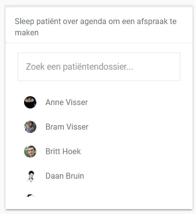 Bildschirmfoto: Klicken Sie in der Patientenübersicht auf den Namen des Patienten.