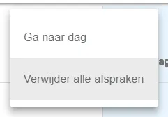 Bildschirmfoto: Klicken Sie auf verwijder alle afspraken (alle Termine löschen).