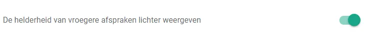 Bildschirmfoto: Wählen Sie die Funktion " de helderheid van vroegere afspraken lichter weergeven " (vergangene Termine…