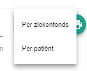 Bildschirmfoto: Wählen Sie, ob die Sammelaufstellung pro Patient:in oder pro Krankenkasse erstellt wird.