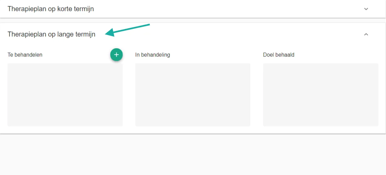 Bildschirmfoto: Gehen Sie zum Abschnitt therapieplan lange termijn (langfristiger Therapieplan).