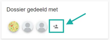 Bildschirmfoto: Klicken Sie im Feld dossier gedeeld met (Akte geteilt mit) auf das Symbol. Es öffnet sich ein Fenster.