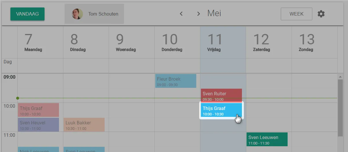 Bildschirmfoto: Klicken Sie auf den Termin, den Sie ansehen oder bearbeiten möchten.