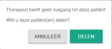 Bildschirmfoto: Ist die Patientenakte nicht mit dieser Person geteilt, erhalten Sie einen Hinweis. Klicken Sie dann auf…